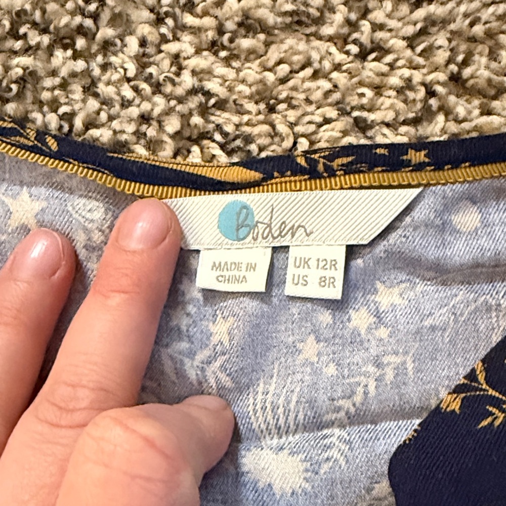 Boden Navy and Gold Floral Midi Dress - Picture 2 of 5